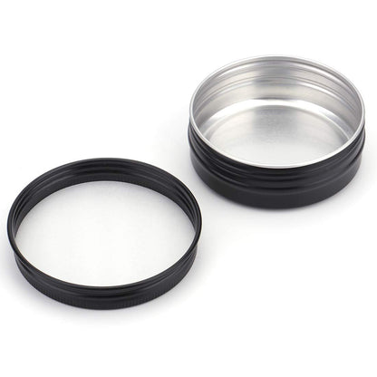 Foraineam 48 Pack 2 oz Round Lip Balm Tin Cans - Aluminum Cosmetic Sample Containers with Screw Lid - Matte Black Metal Empty Tins Storage Travel Tin Jars Avelisse