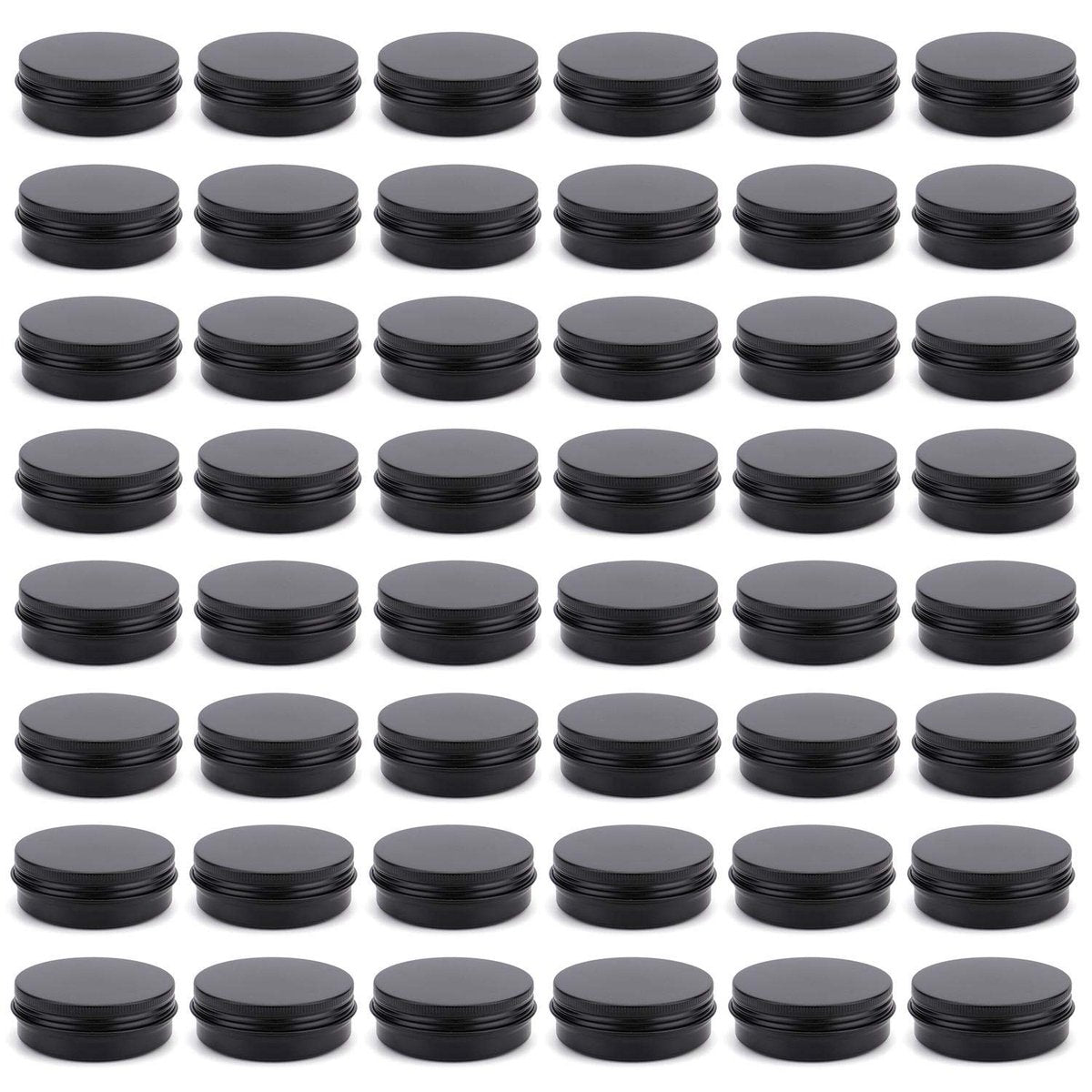 Foraineam 48 Pack 2 oz Round Lip Balm Tin Cans - Aluminum Cosmetic Sample Containers with Screw Lid - Matte Black Metal Empty Tins Storage Travel Tin Jars Avelisse