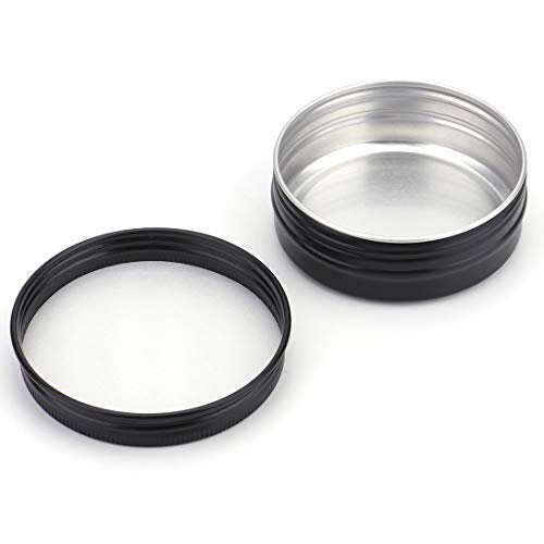 Foraineam 48 Pack 2 oz Round Lip Balm Tin Cans - Aluminum Cosmetic Sample Containers with Screw Lid - Matte Black Metal Empty Tins Storage Travel Tin Jars Avelisse