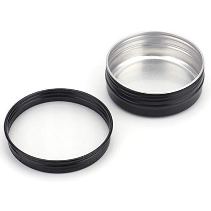 Foraineam 48 Pack 2 oz Round Lip Balm Tin Cans - Aluminum Cosmetic Sample Containers with Screw Lid - Matte Black Metal Empty Tins Storage Travel Tin Jars Avelisse