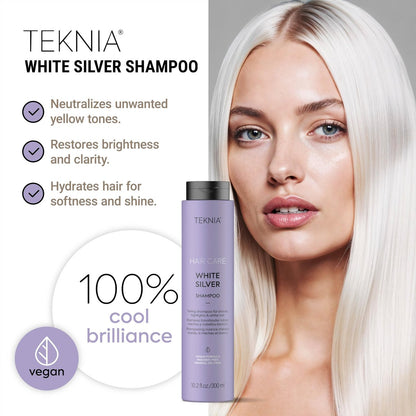 LAKMÉ Teknia White Silver Shampoo - Toning Shampoo for Blondes and Bleached Hair, 10.2 Fl Oz