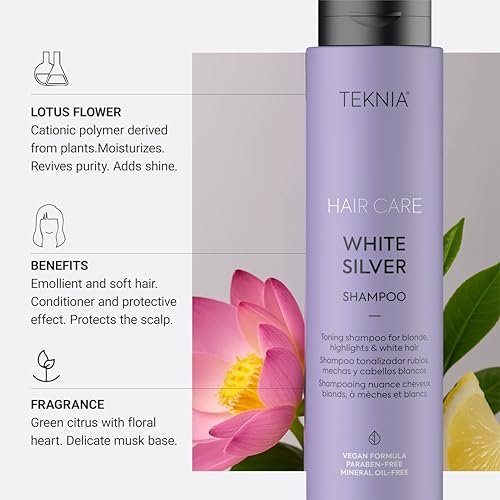 LAKMÉ Teknia White Silver Shampoo - Toning Shampoo for Blondes and Bleached Hair, 10.2 Fl Oz - görsel 12