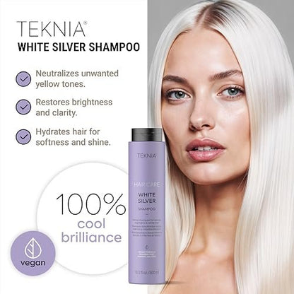 LAKMÉ Teknia White Silver Shampoo - Toning Shampoo for Blondes and Bleached Hair, 10.2 Fl Oz