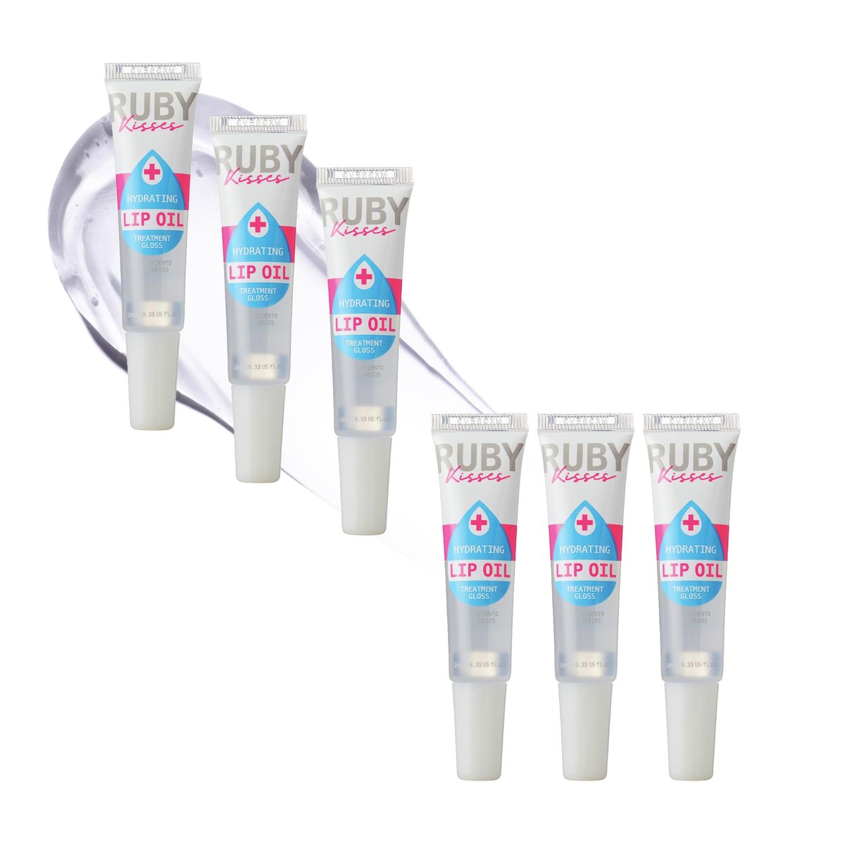 Ruby Kisses Hydrating Clear Lip Oil Treatment Gloss (6 Pack) – Vitamin E & Jojoba for Dry Chapped Lips Avelisse