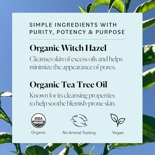 Sky Organics Organic Tea Tree & Witch Hazel Purifying Facial Toner for Blemish-Prone Skin, 8 fl oz Avelisse