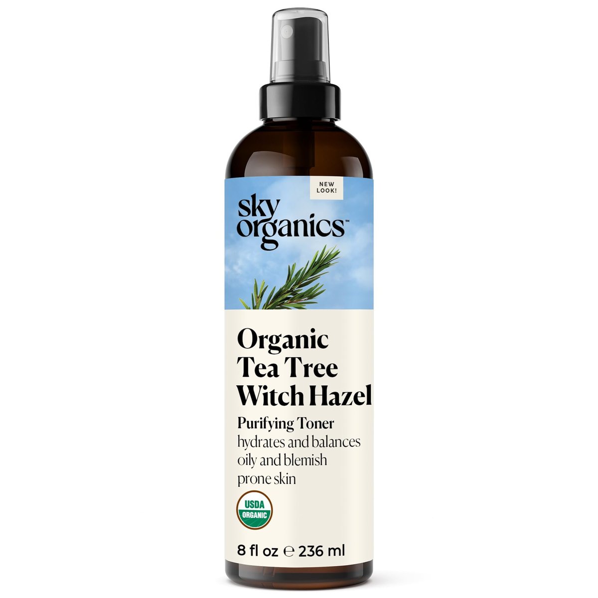 Sky Organics Organic Tea Tree & Witch Hazel Purifying Facial Toner for Blemish-Prone Skin, 8 fl oz Avelisse