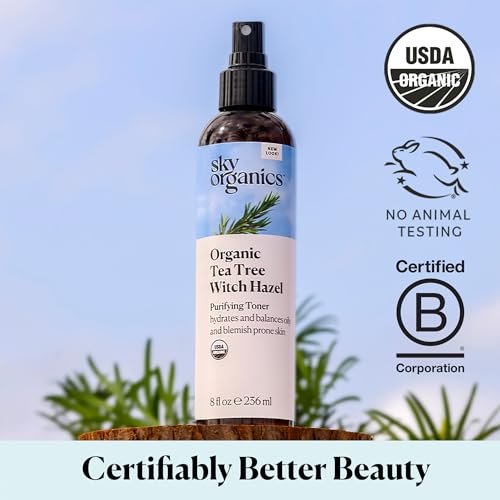 Sky Organics Organic Tea Tree & Witch Hazel Purifying Facial Toner for Blemish-Prone Skin, 8 fl oz Avelisse