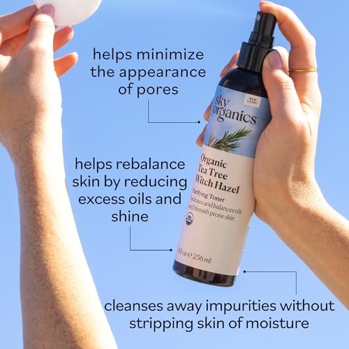 Sky Organics Organic Tea Tree & Witch Hazel Purifying Facial Toner for Blemish-Prone Skin, 8 fl oz Avelisse