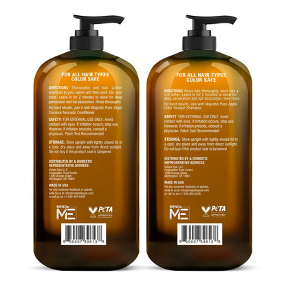Majestic Pure Apple Cider Vinegar Shampoo & Avocado Coconut Conditioner Set – Restore Shine, Reduce Itchy Scalp & Frizz – Sulfate Free for All Hair Types – 2 x 16 fl oz Avelisse