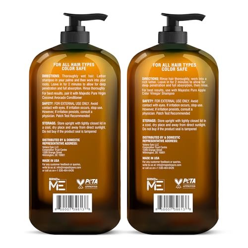 Majestic Pure Apple Cider Vinegar Shampoo & Avocado Coconut Conditioner Set – Restore Shine, Reduce Itchy Scalp & Frizz – Sulfate Free for All Hair Types – 2 x 16 fl oz Avelisse