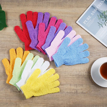 10 Pairs Exfoliating Gloves – Double Sided Nylon Body Scrubber for Spa, Shower & Bathing (10 Colors)
