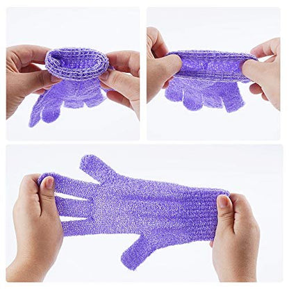 10 Pairs Exfoliating Gloves – Double Sided Nylon Body Scrubber for Spa, Shower & Bathing (10 Colors)