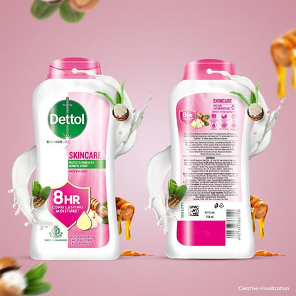 Dettol Skincare Body Wash and Shower Gel for Women and Men, 250ml | Soap-Free Bodywash with 8h Moisturization