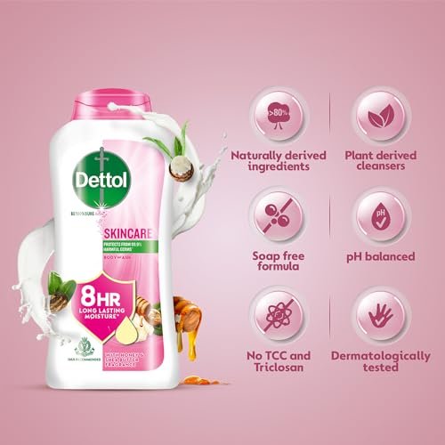 Dettol Skincare Body Wash and Shower Gel for Women and Men, 250ml | Soap-Free Bodywash with 8h Moisturization - görsel 14