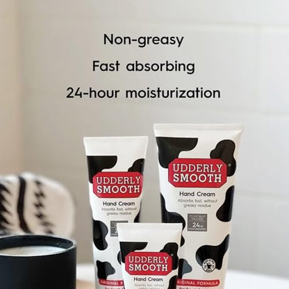 Udderly Smooth Hand & Body Cream Bundle (2 oz + 12 oz) - Daily Moisturizer for Dry, Irritated Skin - Dermatologist Tested - 3 Items Total