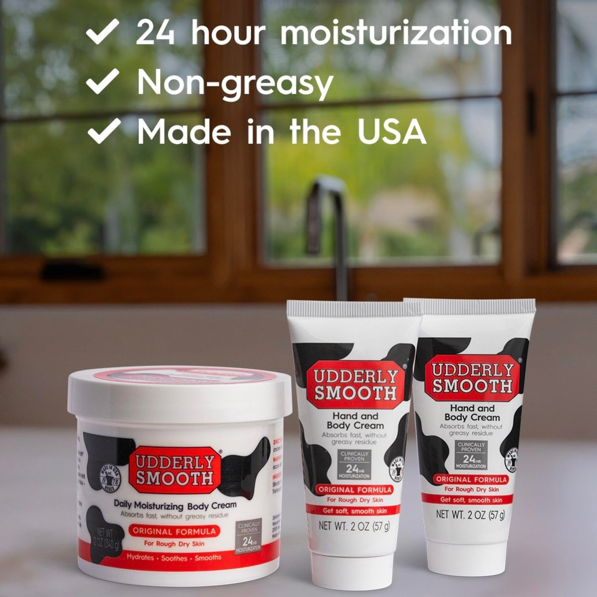 Udderly Smooth Hand & Body Cream Bundle (2 oz + 12 oz) - Daily Moisturizer for Dry, Irritated Skin - Dermatologist Tested - 3 Items Total - görsel 3