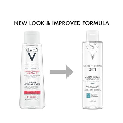 Vichy Pureté Thermale One Step Micellar Water Makeup Remover & Facial Toner with Vitamin B5, 6.8 Fl Oz Avelisse