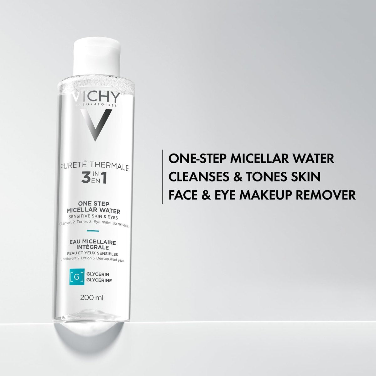Vichy Pureté Thermale One Step Micellar Water Makeup Remover & Facial Toner with Vitamin B5, 6.8 Fl Oz Avelisse