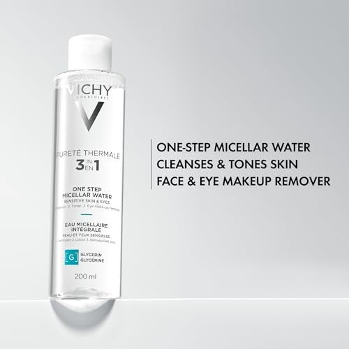 Vichy Pureté Thermale One Step Micellar Water Makeup Remover & Facial Toner with Vitamin B5, 6.8 Fl Oz Avelisse
