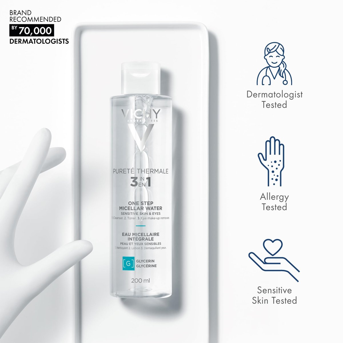 Vichy Pureté Thermale One Step Micellar Water Makeup Remover & Facial Toner with Vitamin B5, 6.8 Fl Oz Avelisse
