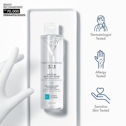 Vichy Pureté Thermale One Step Micellar Water Makeup Remover & Facial Toner with Vitamin B5, 6.8 Fl Oz Avelisse