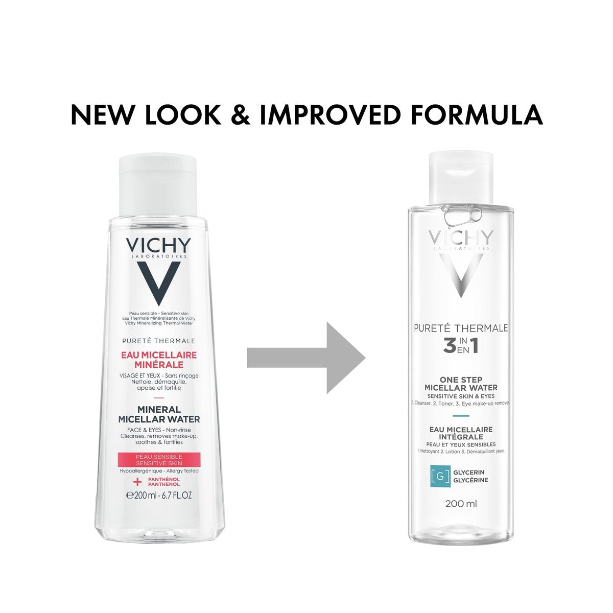 Vichy Pureté Thermale One Step Micellar Water Makeup Remover & Facial Toner with Vitamin B5, 6.8 Fl Oz Avelisse