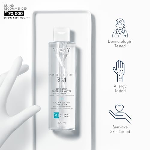 Vichy Pureté Thermale One Step Micellar Water Makeup Remover & Facial Toner with Vitamin B5, 6.8 Fl Oz Avelisse