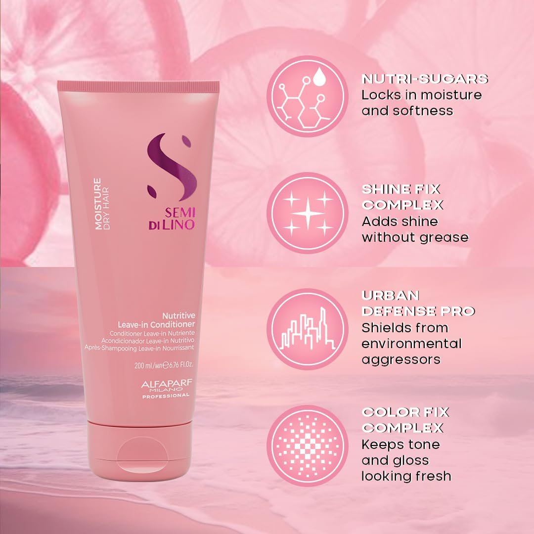 ALFAPARF MILANO Semi di Lino Moisture Nutritive Shampoo and Conditioner Set for Dry Hair - Sulfate Free, Color Safe, Adds Shine and Softness Avelisse