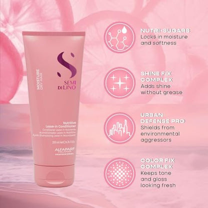 ALFAPARF MILANO Semi di Lino Moisture Nutritive Shampoo and Conditioner Set for Dry Hair - Sulfate Free, Color Safe, Adds Shine and Softness Avelisse