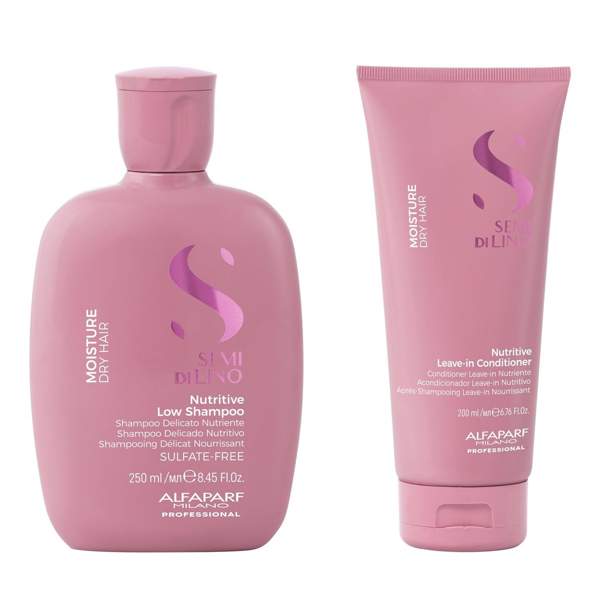 ALFAPARF MILANO Semi di Lino Moisture Nutritive Shampoo and Conditioner Set for Dry Hair - Sulfate Free, Color Safe, Adds Shine and Softness Avelisse
