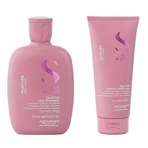 ALFAPARF MILANO Semi di Lino Moisture Nutritive Shampoo and Conditioner Set for Dry Hair - Sulfate Free, Color Safe, Adds Shine and Softness Avelisse