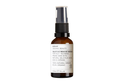 Evolve Organic Beauty Natural Salicylic Rescue Serum | Vegan Clean Beauty, 1 fl oz (30 mL)