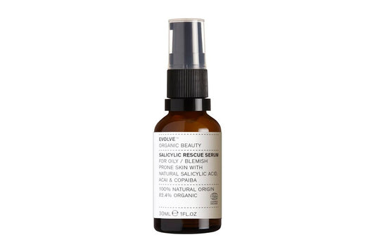 Evolve Organic Beauty Natural Salicylic Rescue Serum | Vegan Clean Beauty, 1 fl oz (30 mL)