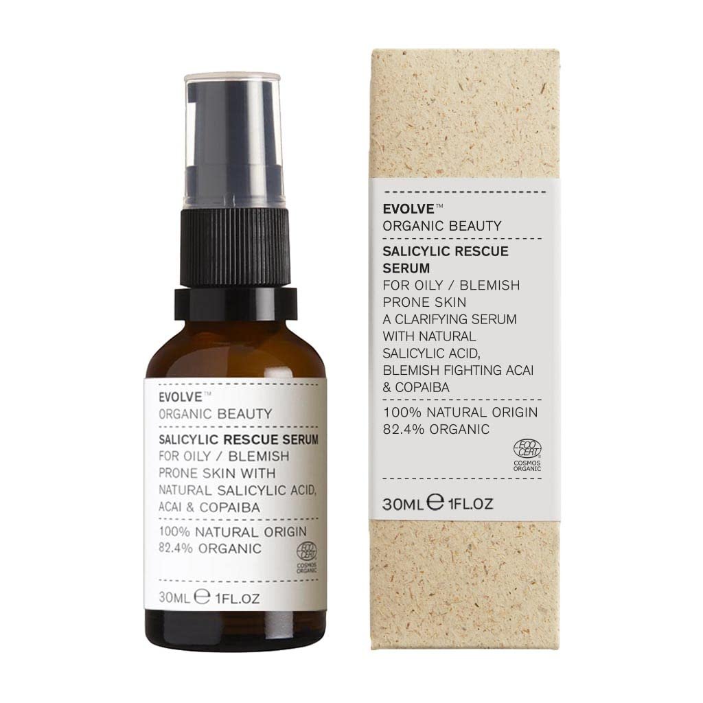 Evolve Organic Beauty Natural Salicylic Rescue Serum | Vegan Clean Beauty, 1 fl oz (30 mL) - görsel 3