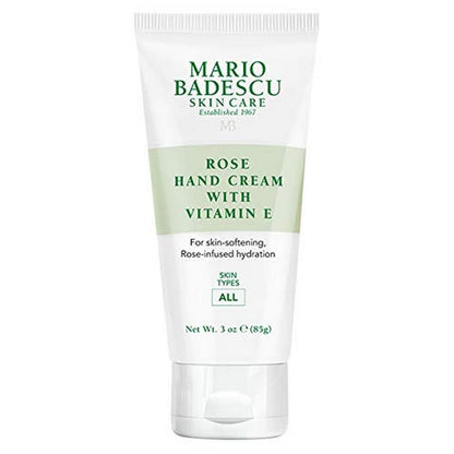 Mario Badescu Rose Hand Cream with Vitamin E - Non-Greasy, Fast-Absorbing Moisturizer for Dry Cracked Hands, 3 oz