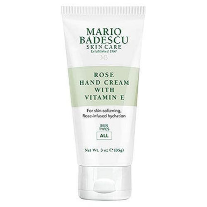 Mario Badescu Rose Hand Cream with Vitamin E - Non-Greasy, Fast-Absorbing Moisturizer for Dry Cracked Hands, 3 oz