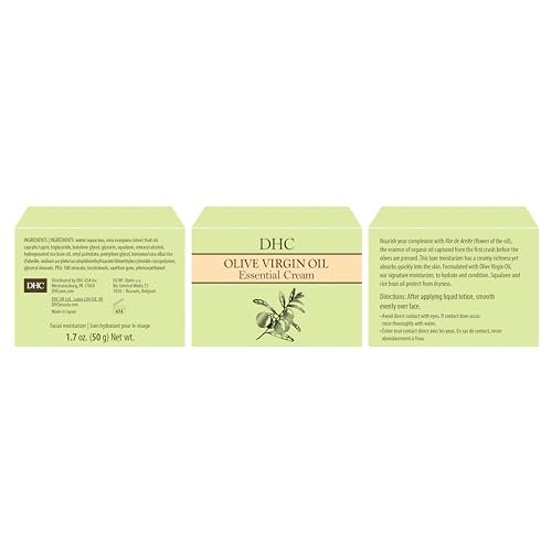 DHC Olive Virgin Oil Essential Cream - Hydrating Face Moisturizer for All Skin Types, Fragrance & Colorant Free, 1.7 oz Avelisse