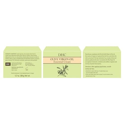 DHC Olive Virgin Oil Essential Cream - Hydrating Face Moisturizer for All Skin Types, Fragrance & Colorant Free, 1.7 oz Avelisse