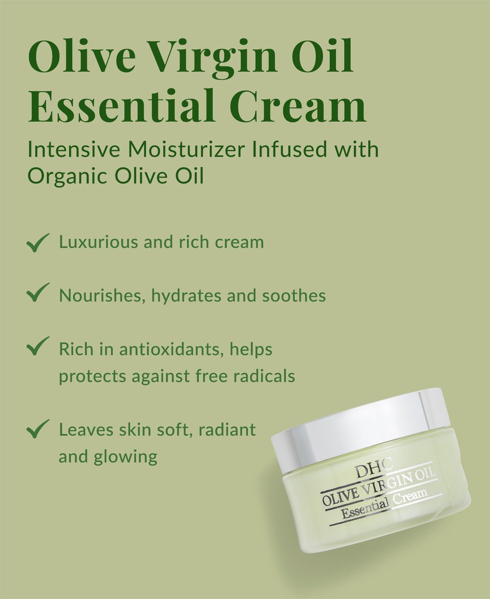 DHC Olive Virgin Oil Essential Cream - Hydrating Face Moisturizer for All Skin Types, Fragrance & Colorant Free, 1.7 oz Avelisse