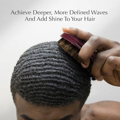 Red by Kiss Premium Pocket Wave Bow Wow Curved Palm Brush - Soft High Density Bristles for Deep 360 Waves, Travel Size with Cover for Coarse Hair & Wolfing Stage Avelisse