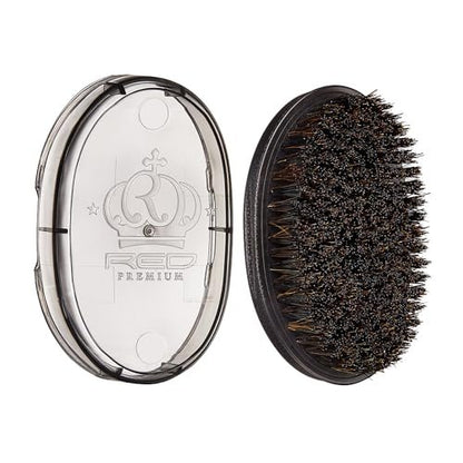 Red by Kiss Premium Pocket Wave Bow Wow Curved Palm Brush - Boar Bristles for 360 Waves, Curved Design for Precision Control, Ideal for Coarse, Curly, Short Hair & Fades (Medium) Avelisse
