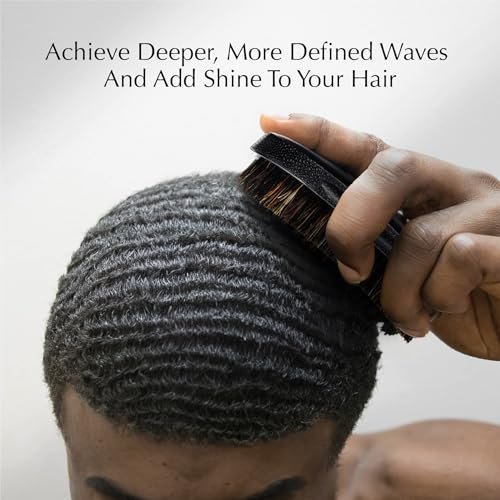Red by Kiss Premium Pocket Wave Bow Wow Curved Palm Brush - Boar Bristles for 360 Waves, Curved Design for Precision Control, Ideal for Coarse, Curly, Short Hair & Fades (Medium) Avelisse