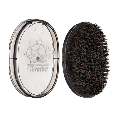Red by Kiss Premium Pocket Wave Bow Wow Curved Palm Brush - Boar Bristles for 360 Waves, Curved Design for Precision Control, Ideal for Coarse, Curly, Short Hair & Fades (Medium) Avelisse