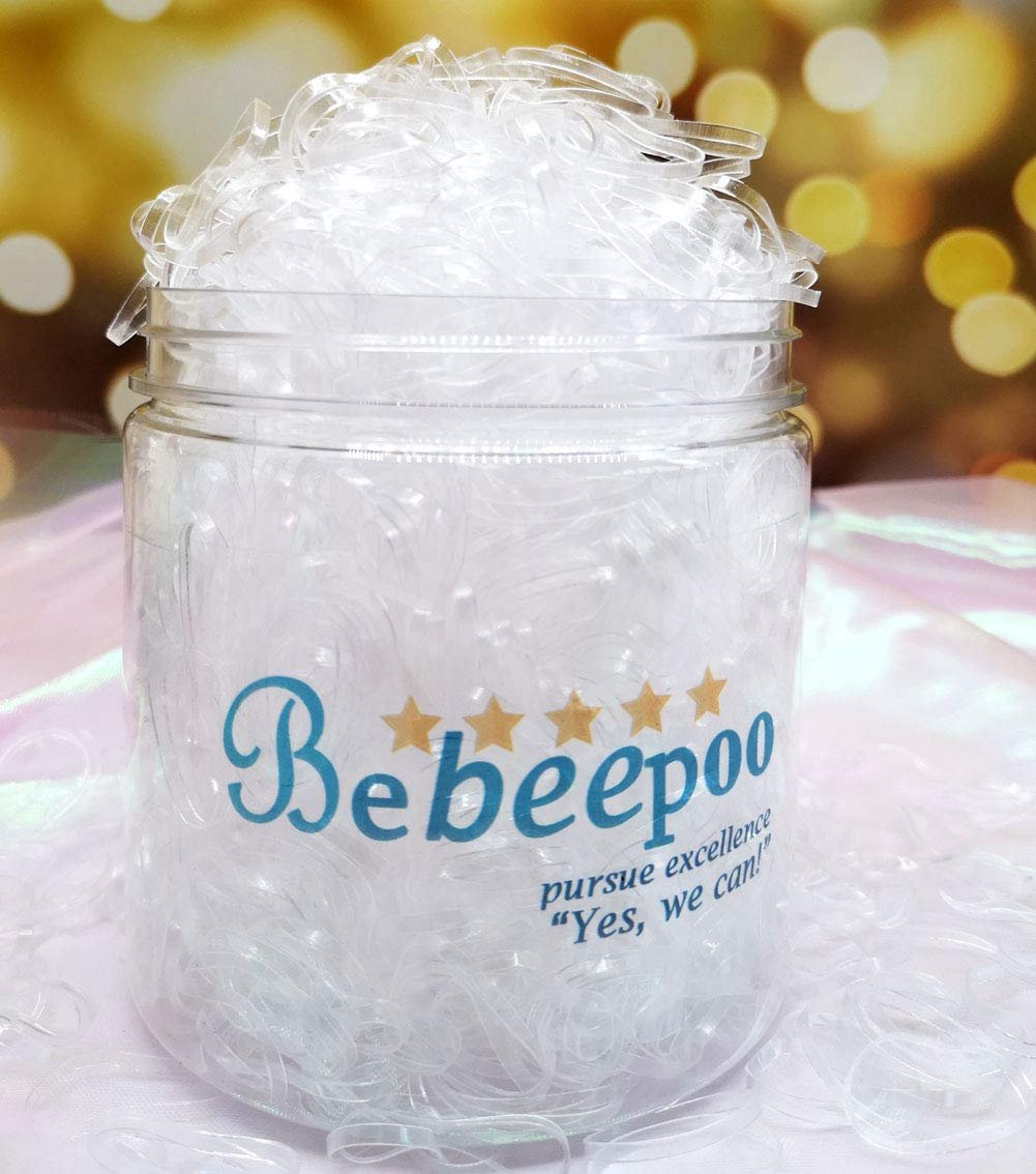 BEBEEPOO Clear Hair Elastics 2500pcs - Strong & Reusable Mini Rubber Hair Bands - görsel 10