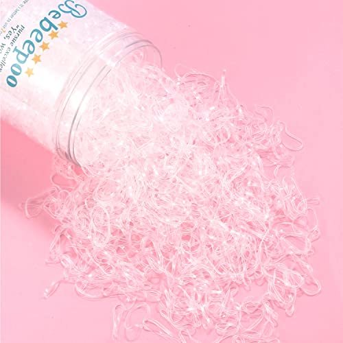 BEBEEPOO Clear Hair Elastics 2500pcs - Strong & Reusable Mini Rubber Hair Bands - görsel 3
