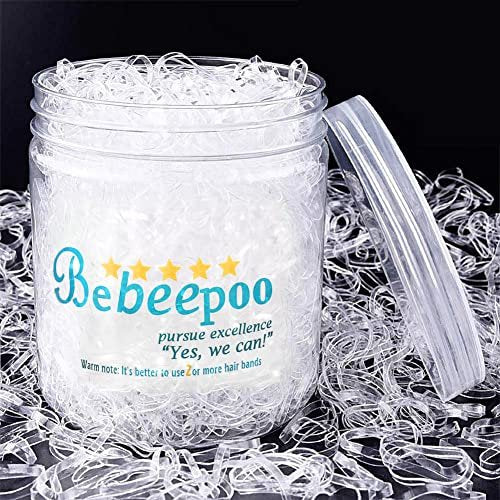 BEBEEPOO Clear Hair Elastics 2500pcs - Strong & Reusable Mini Rubber Hair Bands - görsel 1