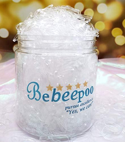 BEBEEPOO Clear Hair Elastics 2500pcs - Strong & Reusable Mini Rubber Hair Bands