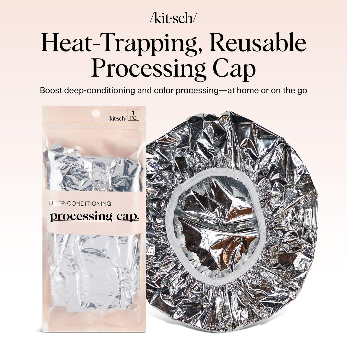 Kitsch Aluminum Foil Heat Cap for Deep Conditioning - Reusable Hair Steamer for Coloring, Perm & Treatment, Elastic Band, Shower Cap for Sauna, Spa - görsel 3