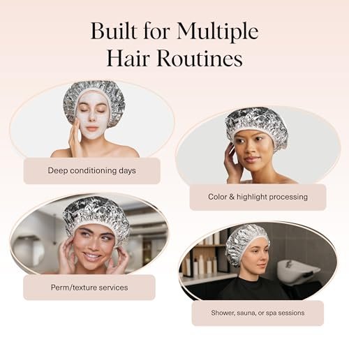 Kitsch Aluminum Foil Heat Cap for Deep Conditioning - Reusable Hair Steamer for Coloring, Perm & Treatment, Elastic Band, Shower Cap for Sauna, Spa - görsel 12