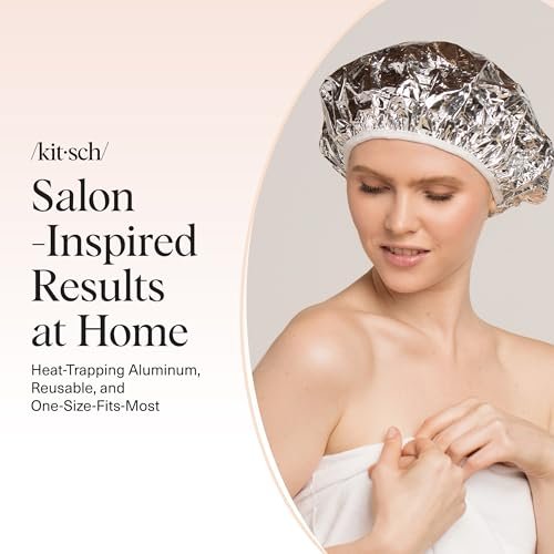 Kitsch Aluminum Foil Heat Cap for Deep Conditioning - Reusable Hair Steamer for Coloring, Perm & Treatment, Elastic Band, Shower Cap for Sauna, Spa - görsel 16